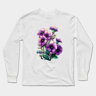 Purple Flowers Long Sleeve T-Shirt